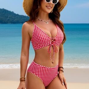 Red Gingham Bikini Set